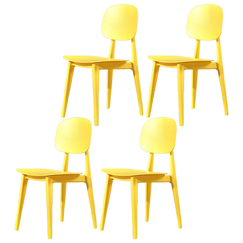 Modern Plastic Side Chair Indoor-Outdoor Open Back Dining Armless Chairs Fluorescent Yellow 4 Piece Set Clearhalo ' kitchen&dining_furn' 'Dining Chairs' 'Dining Tables & Seating' 'dining_chair' 'furn' 'furn_dining_chair' 'Furniture' 'furniture_dining_chair' 'Kitchen & Dining Furniture' 'kitchen' 4421378