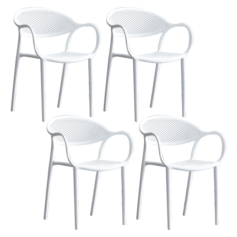 Plastic Modern Indoor-Outdoor Dining Chairs Solid Back Arm Chair White Set of 4 Clearhalo ' kitchen&dining_furn' 'Dining Chairs' 'Dining Tables & Seating' 'dining_chair' 'Furniture' 'furniture_dining_chair' 'Kitchen & Dining Furniture' 'kitchen' 4421388