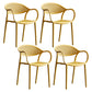 Plastic Modern Indoor-Outdoor Dining Chairs Solid Back Arm Chair Yellow Set of 4 Clearhalo ' kitchen&dining_furn' 'Dining Chairs' 'Dining Tables & Seating' 'dining_chair' 'Furniture' 'furniture_dining_chair' 'Kitchen & Dining Furniture' 'kitchen' 4421391