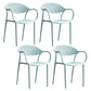 Plastic Modern Indoor-Outdoor Dining Chairs Solid Back Arm Chair Blue Set of 4 Clearhalo ' kitchen&dining_furn' 'Dining Chairs' 'Dining Tables & Seating' 'dining_chair' 'Furniture' 'furniture_dining_chair' 'Kitchen & Dining Furniture' 'kitchen' 4421393