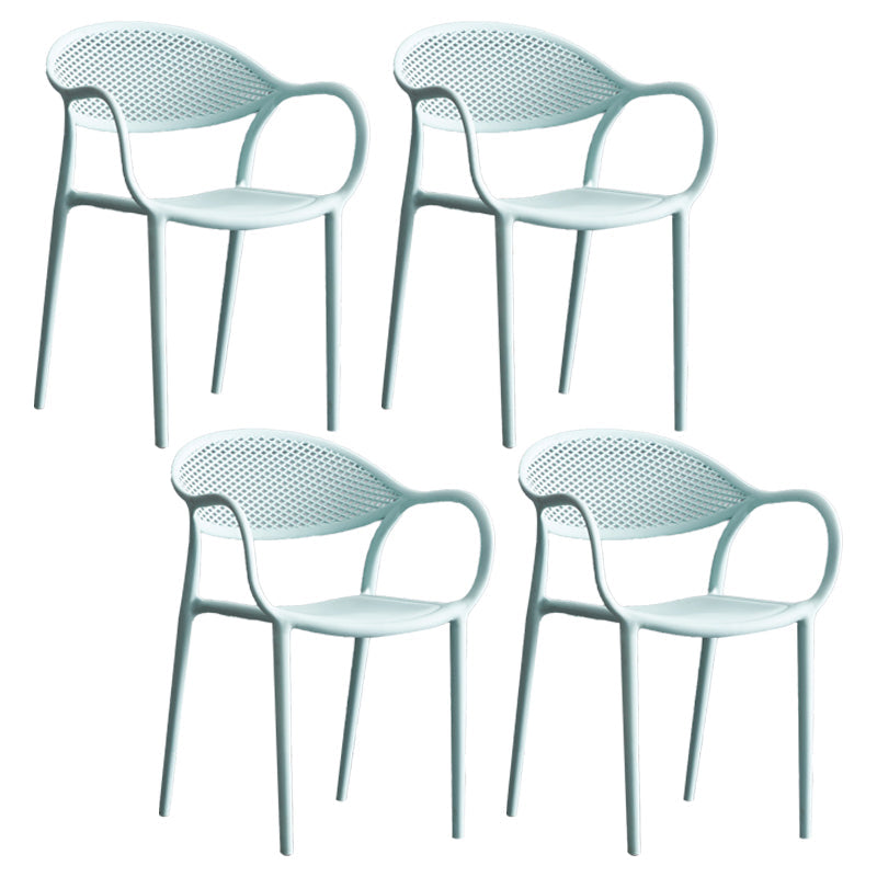 Plastic Modern Indoor-Outdoor Dining Chairs Solid Back Arm Chair Blue Set of 4 Clearhalo ' kitchen&dining_furn' 'Dining Chairs' 'Dining Tables & Seating' 'dining_chair' 'Furniture' 'furniture_dining_chair' 'Kitchen & Dining Furniture' 'kitchen' 4421393