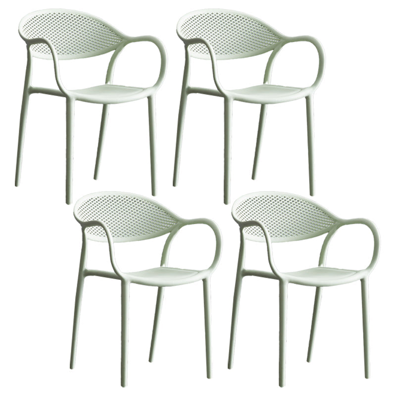 Plastic Modern Indoor-Outdoor Dining Chairs Solid Back Arm Chair Green Set of 4 Clearhalo ' kitchen&dining_furn' 'Dining Chairs' 'Dining Tables & Seating' 'dining_chair' 'Furniture' 'furniture_dining_chair' 'Kitchen & Dining Furniture' 'kitchen' 4421395