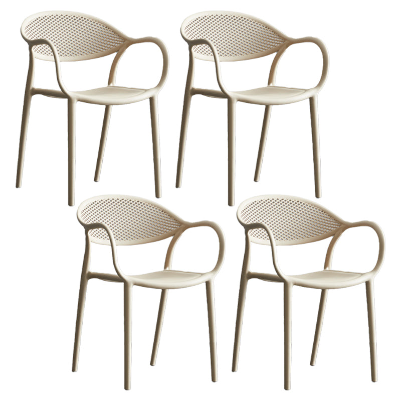 Plastic Modern Indoor-Outdoor Dining Chairs Solid Back Arm Chair Camel Set of 4 Clearhalo ' kitchen&dining_furn' 'Dining Chairs' 'Dining Tables & Seating' 'dining_chair' 'Furniture' 'furniture_dining_chair' 'Kitchen & Dining Furniture' 'kitchen' 4421397