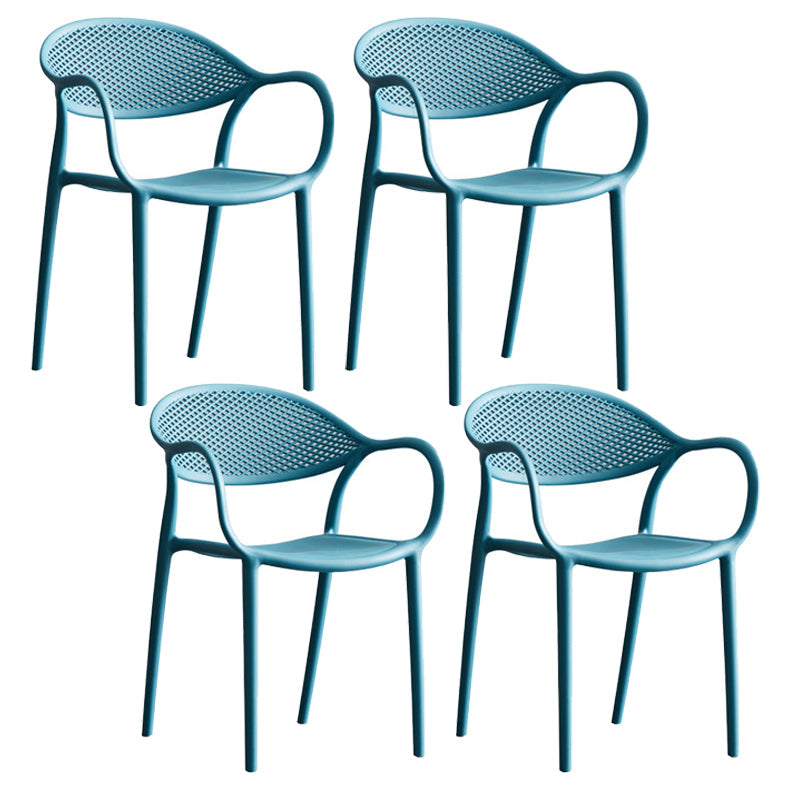 Plastic Modern Indoor-Outdoor Dining Chairs Solid Back Arm Chair Peacock Blue Set of 4 Clearhalo ' kitchen&dining_furn' 'Dining Chairs' 'Dining Tables & Seating' 'dining_chair' 'Furniture' 'furniture_dining_chair' 'Kitchen & Dining Furniture' 'kitchen' 4421399