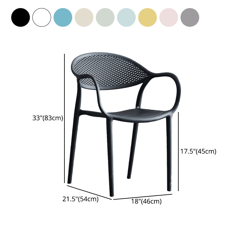 Plastic Modern Indoor-Outdoor Dining Chairs Solid Back Arm Chair Clearhalo ' kitchen&dining_furn' 'Dining Chairs' 'Dining Tables & Seating' 'dining_chair' 'Furniture' 'furniture_dining_chair' 'Kitchen & Dining Furniture' 'kitchen' 4421402