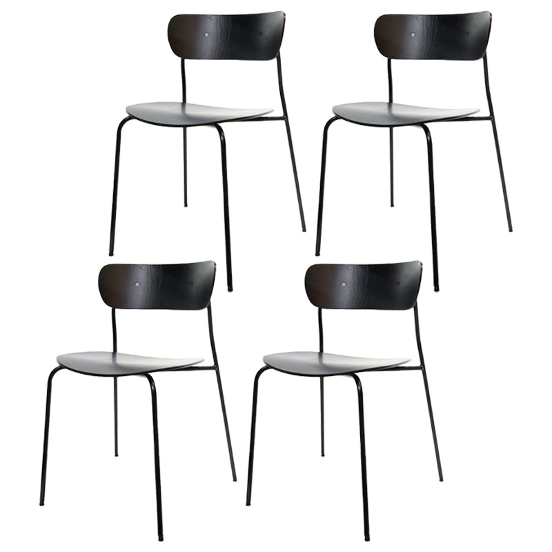 Industrial Indoor-Outdoor Armless Chair Metal Open Back Dining Chair Black 4 Piece Set Clearhalo ' kitchen&dining_furn' 'Dining Chairs' 'Dining Tables & Seating' 'dining_chair' 'furn' 'furn_dining_chair' 'Furniture' 'furniture_dining_chair' 'Kitchen & Dining Furniture' 'kitchen' 4421407