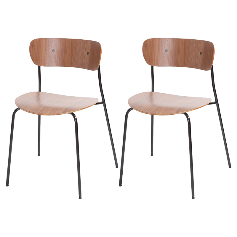 Industrial Indoor-Outdoor Armless Chair Metal Open Back Dining Chair Walnut 2 Piece Set Clearhalo ' kitchen&dining_furn' 'Dining Chairs' 'Dining Tables & Seating' 'dining_chair' 'furn' 'furn_dining_chair' 'Furniture' 'furniture_dining_chair' 'Kitchen & Dining Furniture' 'kitchen' 4421428