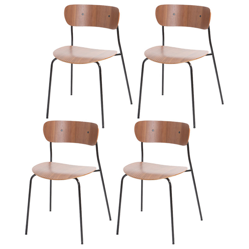 Industrial Indoor-Outdoor Armless Chair Metal Open Back Dining Chair Walnut 4 Piece Set Clearhalo ' kitchen&dining_furn' 'Dining Chairs' 'Dining Tables & Seating' 'dining_chair' 'furn' 'furn_dining_chair' 'Furniture' 'furniture_dining_chair' 'Kitchen & Dining Furniture' 'kitchen' 4421429