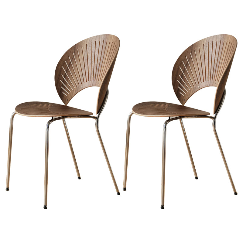 Industrial Armless Chairs Indoor-Outdoor Solid Wood Dining Side Chair Walnut 2 Piece Set Clearhalo ' kitchen&dining_furn' 'Dining Chairs' 'Dining Tables & Seating' 'dining_chair' 'furn' 'furn_dining_chair' 'Furniture' 'furniture_dining_chair' 'Kitchen & Dining Furniture' 'kitchen' 4421439