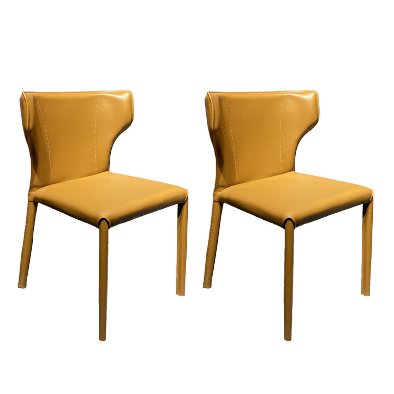 Metal Modern Indoor-Outdoor Chair Armless Wingback Dining Side Chair Light Brown 2 Piece Set Clearhalo ' kitchen&dining_furn' 'Dining Chairs' 'Dining Tables & Seating' 'dining_chair' 'furn' 'furn_dining_chair' 'Furniture' 'furniture_dining_chair' 'Kitchen & Dining Furniture' 'kitchen' 4421447