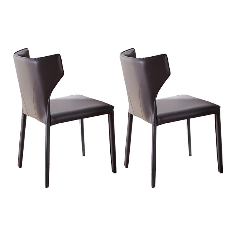 Metal Modern Indoor-Outdoor Chair Armless Wingback Dining Side Chair Grey 2 Piece Set Clearhalo ' kitchen&dining_furn' 'Dining Chairs' 'Dining Tables & Seating' 'dining_chair' 'furn' 'furn_dining_chair' 'Furniture' 'furniture_dining_chair' 'Kitchen & Dining Furniture' 'kitchen' 4421448