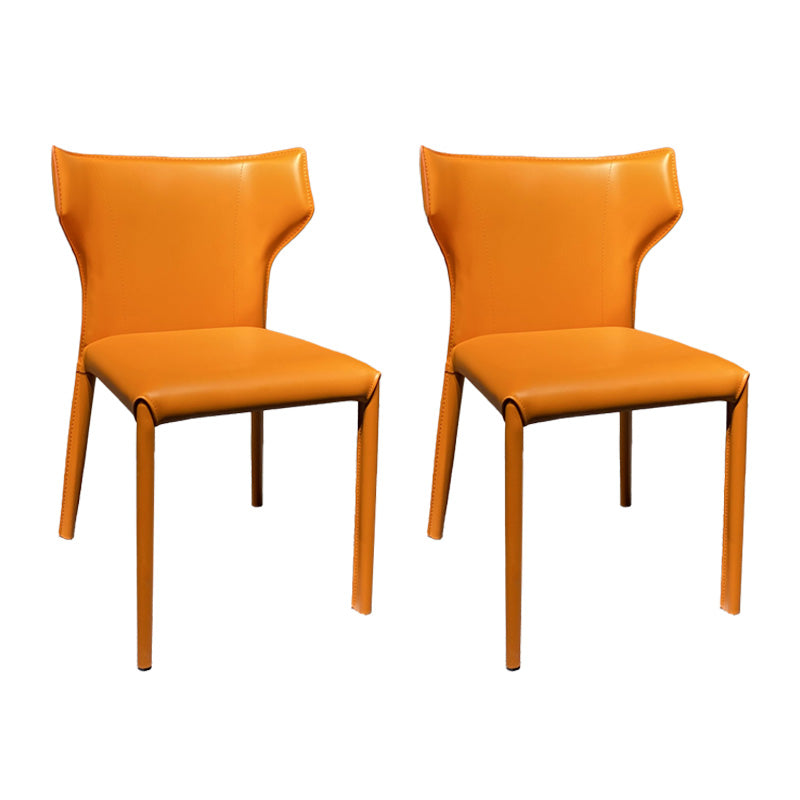 Metal Modern Indoor-Outdoor Chair Armless Wingback Dining Side Chair Orange 2 Piece Set Clearhalo ' kitchen&dining_furn' 'Dining Chairs' 'Dining Tables & Seating' 'dining_chair' 'furn' 'furn_dining_chair' 'Furniture' 'furniture_dining_chair' 'Kitchen & Dining Furniture' 'kitchen' 4421450