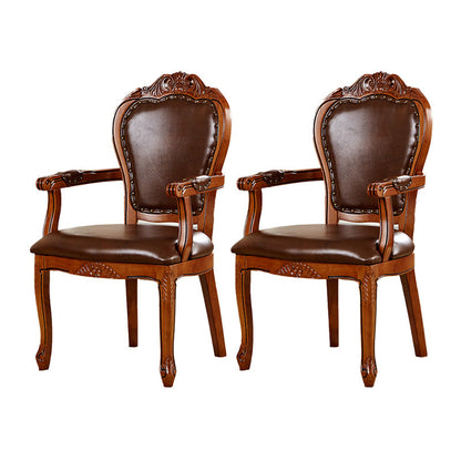 Traditional Dining Chairs Arm Side Chair for Kitchen with Wooden Legs Red Brown 2 Piece Set Clearhalo ' kitchen&dining_furn' 'Dining Chairs' 'Dining Tables & Seating' 'dining_chair' 'furn' 'furn_dining_chair' 'Furniture' 'furniture_dining_chair' 'Kitchen & Dining Furniture' 'kitchen' 4421466