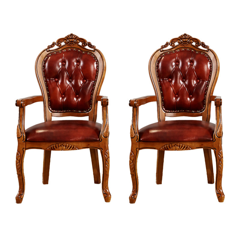 Traditional Dining Chairs Arm Side Chair for Kitchen with Wooden Legs Burgundy 2 Piece Set Clearhalo ' kitchen&dining_furn' 'Dining Chairs' 'Dining Tables & Seating' 'dining_chair' 'furn' 'furn_dining_chair' 'Furniture' 'furniture_dining_chair' 'Kitchen & Dining Furniture' 'kitchen' 4421469