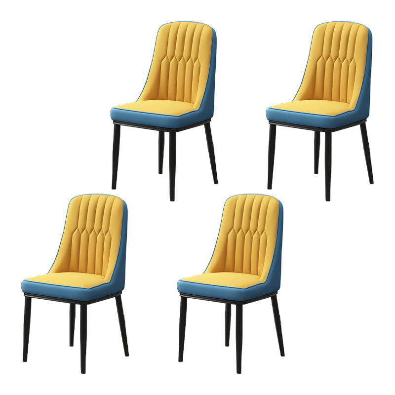 Home Scandinavian Side Chair Metal Upholstered Parsons Dining Room Chair Yellow Blue 4 Piece Set Black Clearhalo ' kitchen&dining_furn' 'Dining Chairs' 'Dining Tables & Seating' 'dining_chair' 'furn' 'furn_dining_chair' 'Furniture' 'furniture_dining_chair' 'Kitchen & Dining Furniture' 'kitchen' 4421475