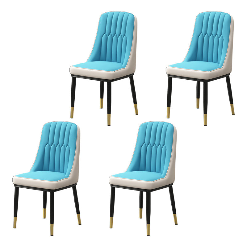 Home Scandinavian Side Chair Metal Upholstered Parsons Dining Room Chair Dark Blue-Gray 4 Piece Set Brass Gold Clearhalo ' kitchen&dining_furn' 'Dining Chairs' 'Dining Tables & Seating' 'dining_chair' 'furn' 'furn_dining_chair' 'Furniture' 'furniture_dining_chair' 'Kitchen & Dining Furniture' 'kitchen' 4421476