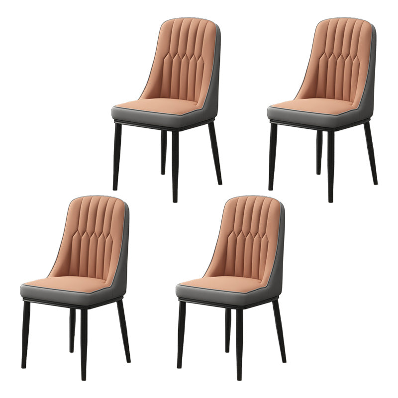 Home Scandinavian Side Chair Metal Upholstered Parsons Dining Room Chair Light Brown 4 Piece Set Black Clearhalo ' kitchen&dining_furn' 'Dining Chairs' 'Dining Tables & Seating' 'dining_chair' 'furn' 'furn_dining_chair' 'Furniture' 'furniture_dining_chair' 'Kitchen & Dining Furniture' 'kitchen' 4421478