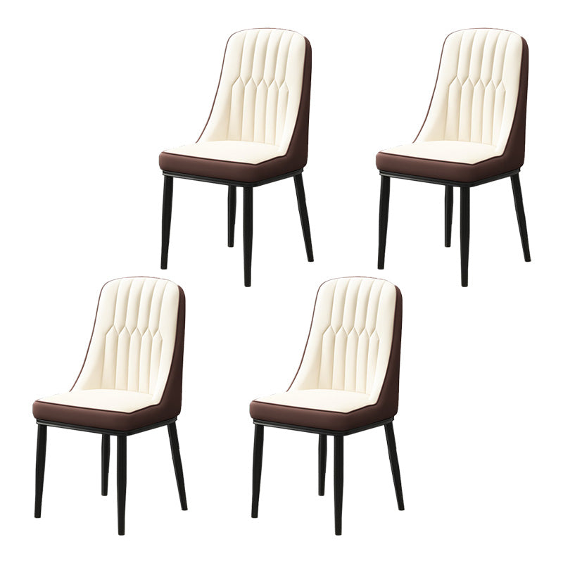 Home Scandinavian Side Chair Metal Upholstered Parsons Dining Room Chair Off-White 4 Piece Set Black Clearhalo ' kitchen&dining_furn' 'Dining Chairs' 'Dining Tables & Seating' 'dining_chair' 'furn' 'furn_dining_chair' 'Furniture' 'furniture_dining_chair' 'Kitchen & Dining Furniture' 'kitchen' 4421485