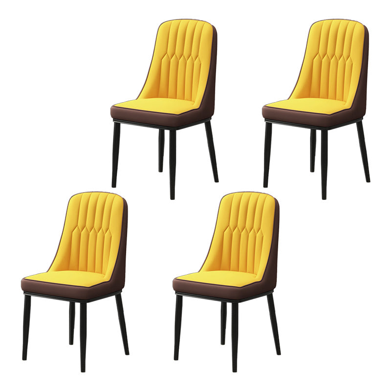 Home Scandinavian Side Chair Metal Upholstered Parsons Dining Room Chair Coffee-Yellow 4 Piece Set Black Clearhalo ' kitchen&dining_furn' 'Dining Chairs' 'Dining Tables & Seating' 'dining_chair' 'furn' 'furn_dining_chair' 'Furniture' 'furniture_dining_chair' 'Kitchen & Dining Furniture' 'kitchen' 4421486