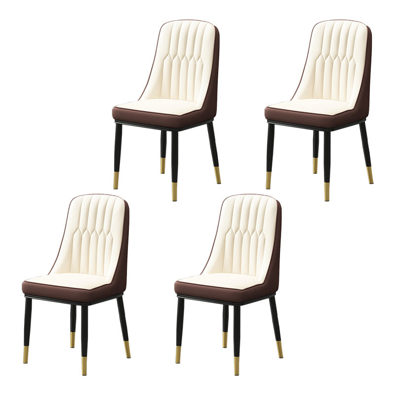 Home Scandinavian Side Chair Metal Upholstered Parsons Dining Room Chair Off-White 4 Piece Set Brass Gold Clearhalo ' kitchen&dining_furn' 'Dining Chairs' 'Dining Tables & Seating' 'dining_chair' 'furn' 'furn_dining_chair' 'Furniture' 'furniture_dining_chair' 'Kitchen & Dining Furniture' 'kitchen' 4421488