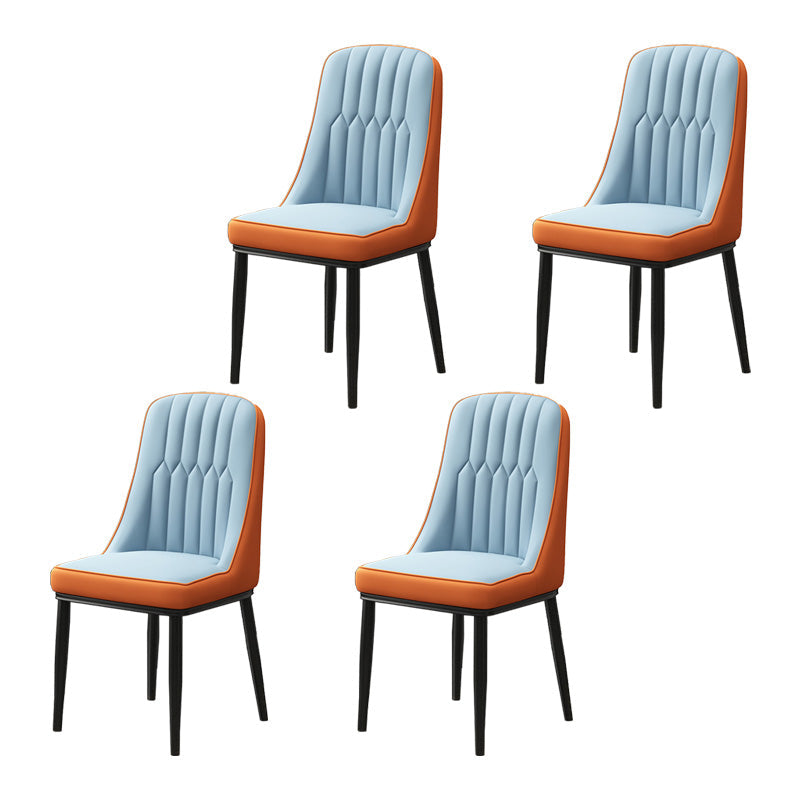 Home Scandinavian Side Chair Metal Upholstered Parsons Dining Room Chair Orange Blue 4 Piece Set Black Clearhalo ' kitchen&dining_furn' 'Dining Chairs' 'Dining Tables & Seating' 'dining_chair' 'furn' 'furn_dining_chair' 'Furniture' 'furniture_dining_chair' 'Kitchen & Dining Furniture' 'kitchen' 4421489