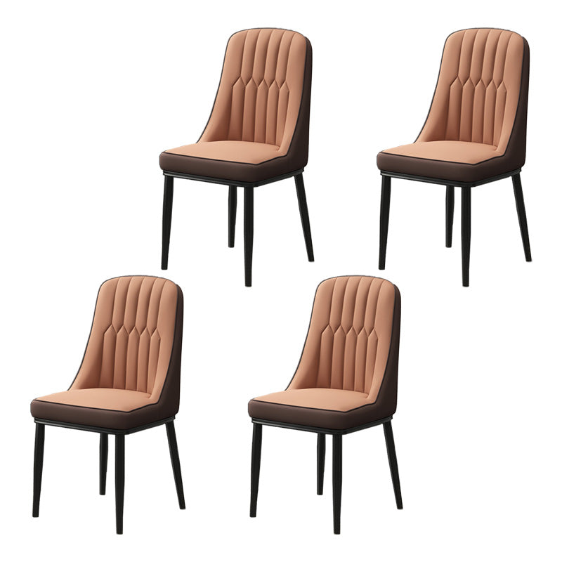 Home Scandinavian Side Chair Metal Upholstered Parsons Dining Room Chair Brown 4 Piece Set Black Clearhalo ' kitchen&dining_furn' 'Dining Chairs' 'Dining Tables & Seating' 'dining_chair' 'furn' 'furn_dining_chair' 'Furniture' 'furniture_dining_chair' 'Kitchen & Dining Furniture' 'kitchen' 4421490
