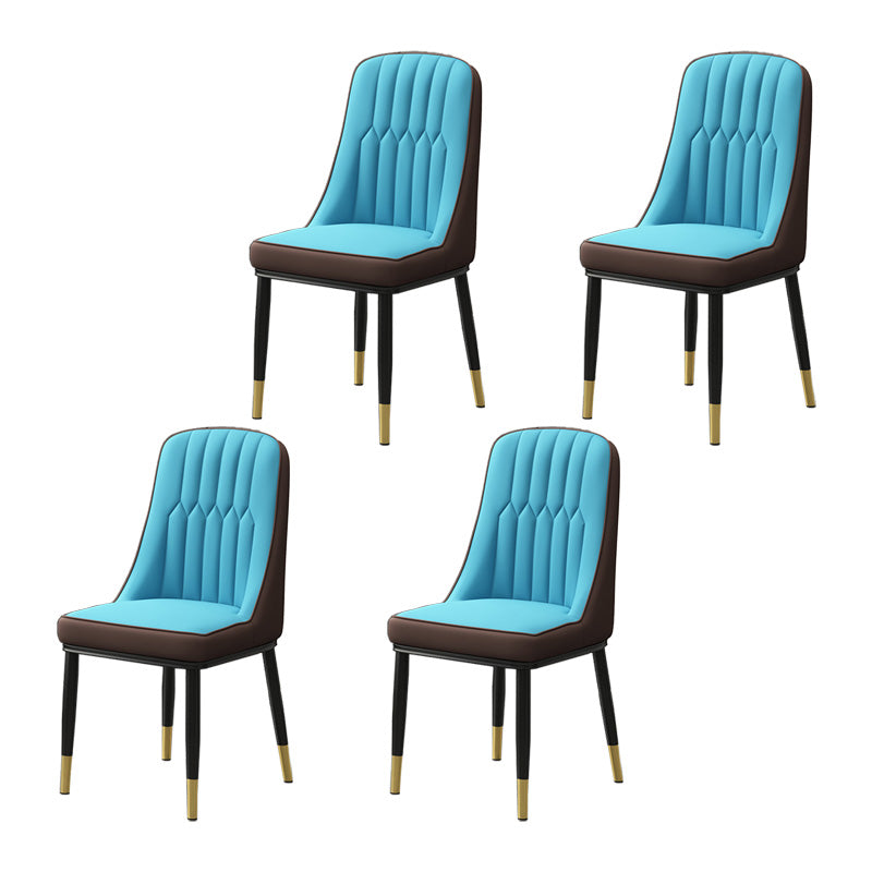 Home Scandinavian Side Chair Metal Upholstered Parsons Dining Room Chair Blue 4 Piece Set Brass Gold Clearhalo ' kitchen&dining_furn' 'Dining Chairs' 'Dining Tables & Seating' 'dining_chair' 'furn' 'furn_dining_chair' 'Furniture' 'furniture_dining_chair' 'Kitchen & Dining Furniture' 'kitchen' 4421492