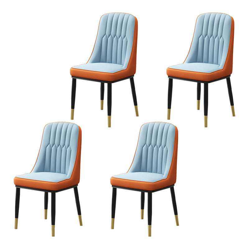 Home Scandinavian Side Chair Metal Upholstered Parsons Dining Room Chair Orange Blue 4 Piece Set Brass Gold Clearhalo ' kitchen&dining_furn' 'Dining Chairs' 'Dining Tables & Seating' 'dining_chair' 'furn' 'furn_dining_chair' 'Furniture' 'furniture_dining_chair' 'Kitchen & Dining Furniture' 'kitchen' 4421495