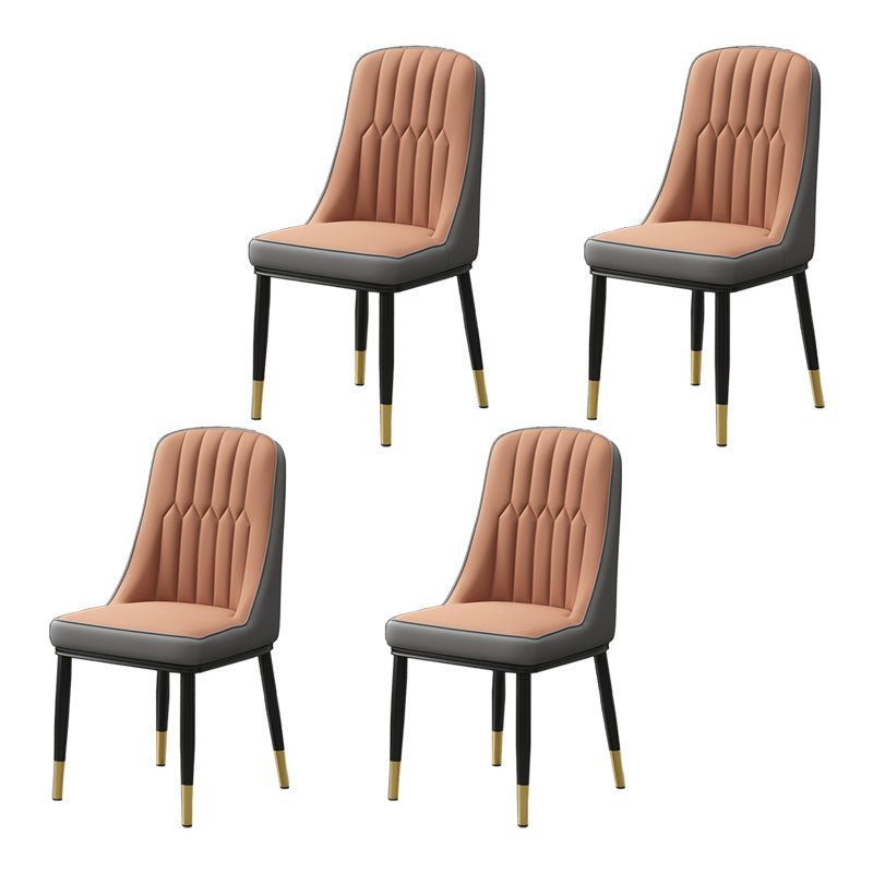Home Scandinavian Side Chair Metal Upholstered Parsons Dining Room Chair Light Brown 4 Piece Set Brass Gold Clearhalo ' kitchen&dining_furn' 'Dining Chairs' 'Dining Tables & Seating' 'dining_chair' 'furn' 'furn_dining_chair' 'Furniture' 'furniture_dining_chair' 'Kitchen & Dining Furniture' 'kitchen' 4421498