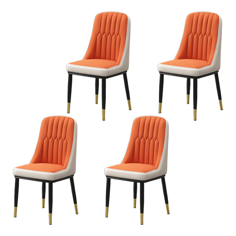 Home Scandinavian Side Chair Metal Upholstered Parsons Dining Room Chair Orange-Gray 4 Piece Set Brass Gold Clearhalo ' kitchen&dining_furn' 'Dining Chairs' 'Dining Tables & Seating' 'dining_chair' 'furn' 'furn_dining_chair' 'Furniture' 'furniture_dining_chair' 'Kitchen & Dining Furniture' 'kitchen' 4421499
