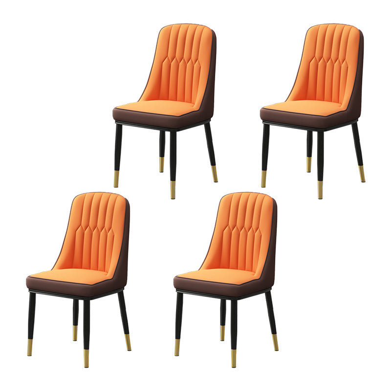 Home Scandinavian Side Chair Metal Upholstered Parsons Dining Room Chair Orange 4 Piece Set Brass Gold Clearhalo ' kitchen&dining_furn' 'Dining Chairs' 'Dining Tables & Seating' 'dining_chair' 'furn' 'furn_dining_chair' 'Furniture' 'furniture_dining_chair' 'Kitchen & Dining Furniture' 'kitchen' 4421501