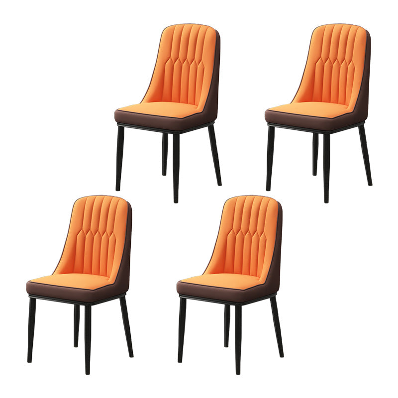 Home Scandinavian Side Chair Metal Upholstered Parsons Dining Room Chair Orange 4 Piece Set Black Clearhalo ' kitchen&dining_furn' 'Dining Chairs' 'Dining Tables & Seating' 'dining_chair' 'furn' 'furn_dining_chair' 'Furniture' 'furniture_dining_chair' 'Kitchen & Dining Furniture' 'kitchen' 4421503