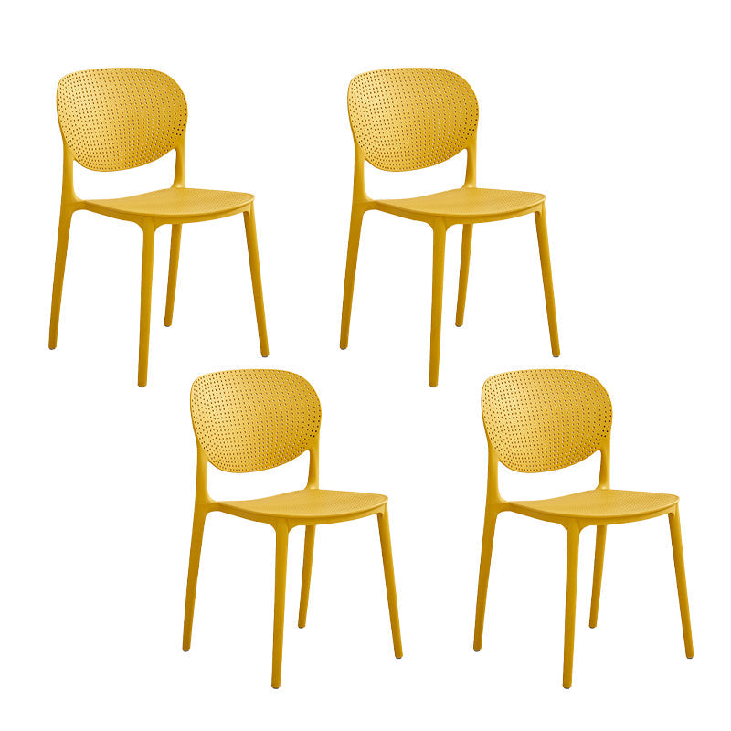 Plastic Modern Indoor-Outdoor Side Chair Home Open Back Dining Side Chair Yellow 4 Piece Set Clearhalo ' kitchen&dining_furn' 'Dining Chairs' 'Dining Tables & Seating' 'dining_chair' 'furn' 'furn_dining_chair' 'Furniture' 'furniture_dining_chair' 'Kitchen & Dining Furniture' 'kitchen' 4421530