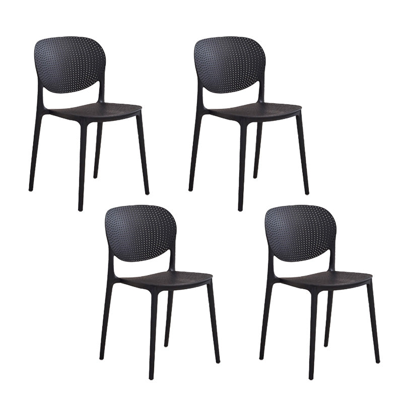 Plastic Modern Indoor-Outdoor Side Chair Home Open Back Dining Side Chair Black 4 Piece Set Clearhalo ' kitchen&dining_furn' 'Dining Chairs' 'Dining Tables & Seating' 'dining_chair' 'furn' 'furn_dining_chair' 'Furniture' 'furniture_dining_chair' 'Kitchen & Dining Furniture' 'kitchen' 4421542