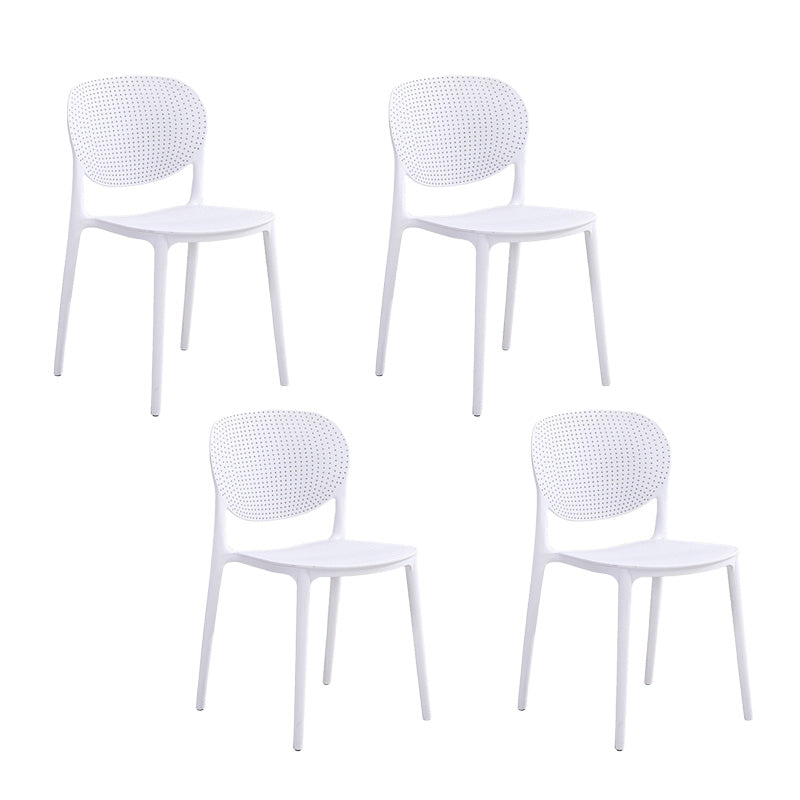 Plastic Modern Indoor-Outdoor Side Chair Home Open Back Dining Side Chair White 4 Piece Set Clearhalo ' kitchen&dining_furn' 'Dining Chairs' 'Dining Tables & Seating' 'dining_chair' 'furn' 'furn_dining_chair' 'Furniture' 'furniture_dining_chair' 'Kitchen & Dining Furniture' 'kitchen' 4421545