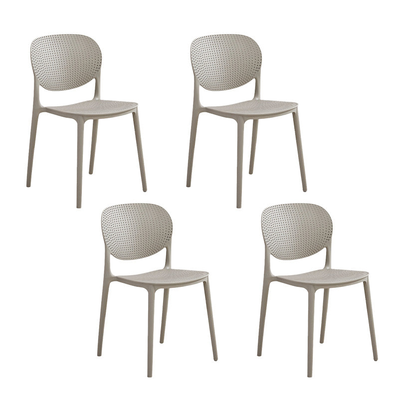 Plastic Modern Indoor-Outdoor Side Chair Home Open Back Dining Side Chair Light Gray 4 Piece Set Clearhalo ' kitchen&dining_furn' 'Dining Chairs' 'Dining Tables & Seating' 'dining_chair' 'furn' 'furn_dining_chair' 'Furniture' 'furniture_dining_chair' 'Kitchen & Dining Furniture' 'kitchen' 4421549