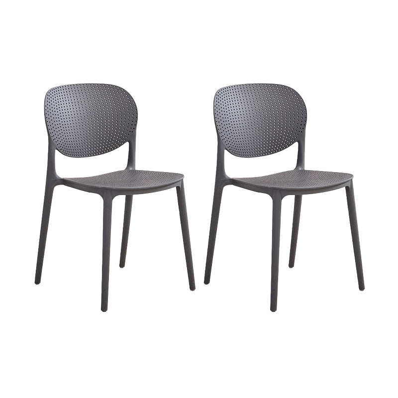 Plastic Modern Indoor-Outdoor Side Chair Home Open Back Dining Side Chair Dark Gray 2 Piece Set Clearhalo ' kitchen&dining_furn' 'Dining Chairs' 'Dining Tables & Seating' 'dining_chair' 'furn' 'furn_dining_chair' 'Furniture' 'furniture_dining_chair' 'Kitchen & Dining Furniture' 'kitchen' 4421551