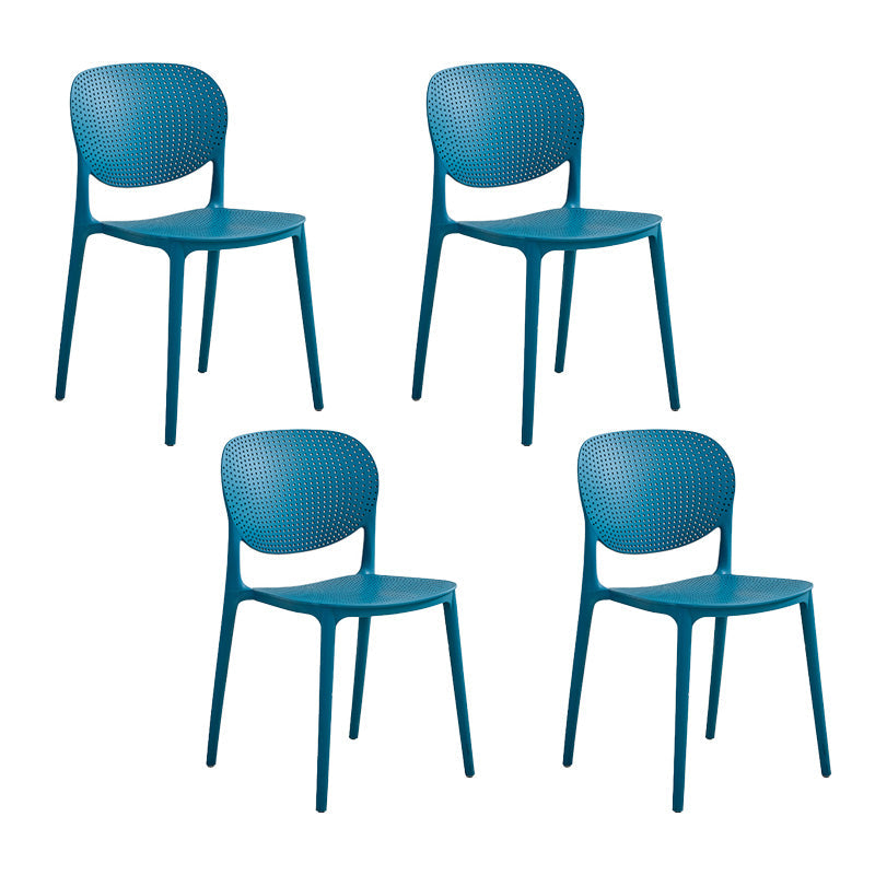 Plastic Modern Indoor-Outdoor Side Chair Home Open Back Dining Side Chair Blue 4 Piece Set Clearhalo ' kitchen&dining_furn' 'Dining Chairs' 'Dining Tables & Seating' 'dining_chair' 'furn' 'furn_dining_chair' 'Furniture' 'furniture_dining_chair' 'Kitchen & Dining Furniture' 'kitchen' 4421555