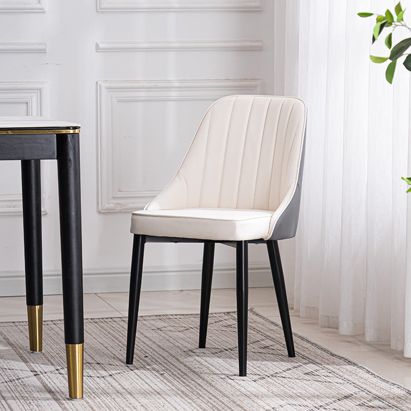 Scandinavian Indoor Side Chair Metal Upholstered Parsons Dining Room Chair White-Gray 1 Piece Black Clearhalo ' kitchen&dining_furn' 'Dining Chairs' 'Dining Tables & Seating' 'dining_chair' 'furn' 'furn_dining_chair' 'Furniture' 'furniture_dining_chair' 'Kitchen & Dining Furniture' 'kitchen' 4421574