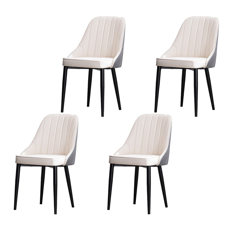 Scandinavian Indoor Side Chair Metal Upholstered Parsons Dining Room Chair White-Gray 4 Piece Set Black Clearhalo ' kitchen&dining_furn' 'Dining Chairs' 'Dining Tables & Seating' 'dining_chair' 'furn' 'furn_dining_chair' 'Furniture' 'furniture_dining_chair' 'Kitchen & Dining Furniture' 'kitchen' 4421578