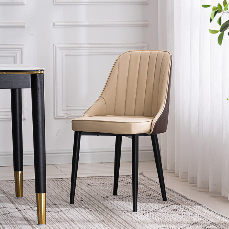 Scandinavian Indoor Side Chair Metal Upholstered Parsons Dining Room Chair Khaki 1 Piece Black Clearhalo ' kitchen&dining_furn' 'Dining Chairs' 'Dining Tables & Seating' 'dining_chair' 'furn' 'furn_dining_chair' 'Furniture' 'furniture_dining_chair' 'Kitchen & Dining Furniture' 'kitchen' 4421580