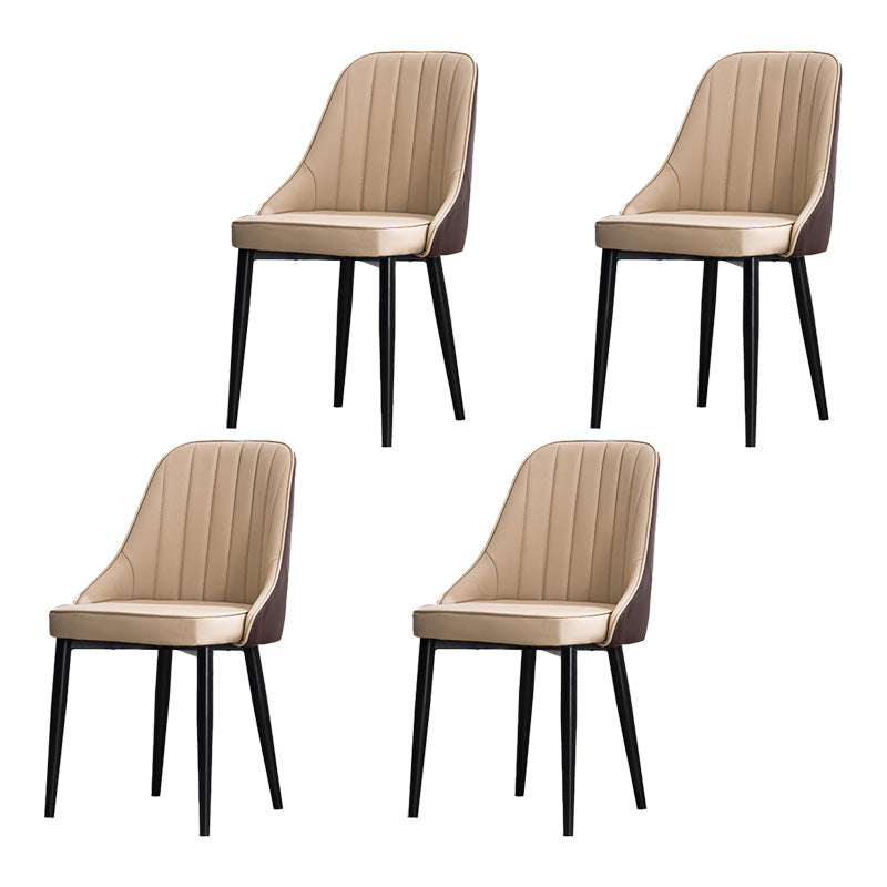 Scandinavian Indoor Side Chair Metal Upholstered Parsons Dining Room Chair Khaki 4 Piece Set Black Clearhalo ' kitchen&dining_furn' 'Dining Chairs' 'Dining Tables & Seating' 'dining_chair' 'furn' 'furn_dining_chair' 'Furniture' 'furniture_dining_chair' 'Kitchen & Dining Furniture' 'kitchen' 4421584