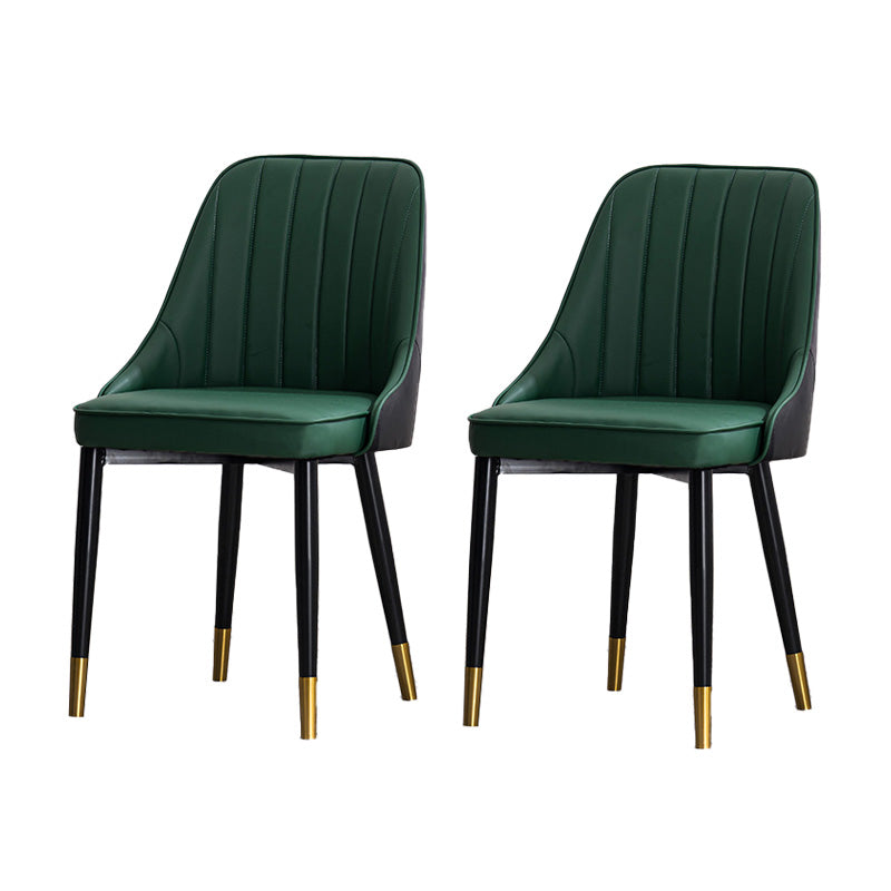 Scandinavian Indoor Side Chair Metal Upholstered Parsons Dining Room Chair Green-Black 2 Piece Set Brass Gold Clearhalo ' kitchen&dining_furn' 'Dining Chairs' 'Dining Tables & Seating' 'dining_chair' 'furn' 'furn_dining_chair' 'Furniture' 'furniture_dining_chair' 'Kitchen & Dining Furniture' 'kitchen' 4421588