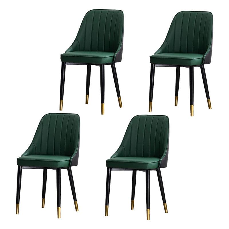 Scandinavian Indoor Side Chair Metal Upholstered Parsons Dining Room Chair Green-Black 4 Piece Set Brass Gold Clearhalo ' kitchen&dining_furn' 'Dining Chairs' 'Dining Tables & Seating' 'dining_chair' 'furn' 'furn_dining_chair' 'Furniture' 'furniture_dining_chair' 'Kitchen & Dining Furniture' 'kitchen' 4421590