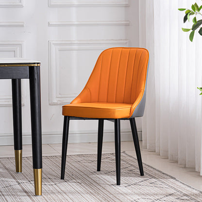 Scandinavian Indoor Side Chair Metal Upholstered Parsons Dining Room Chair Orange-Gray 1 Piece Black Clearhalo ' kitchen&dining_furn' 'Dining Chairs' 'Dining Tables & Seating' 'dining_chair' 'furn' 'furn_dining_chair' 'Furniture' 'furniture_dining_chair' 'Kitchen & Dining Furniture' 'kitchen' 4421592