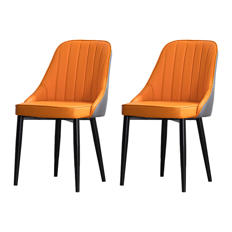 Scandinavian Indoor Side Chair Metal Upholstered Parsons Dining Room Chair Orange-Gray 2 Piece Set Black Clearhalo ' kitchen&dining_furn' 'Dining Chairs' 'Dining Tables & Seating' 'dining_chair' 'furn' 'furn_dining_chair' 'Furniture' 'furniture_dining_chair' 'Kitchen & Dining Furniture' 'kitchen' 4421593