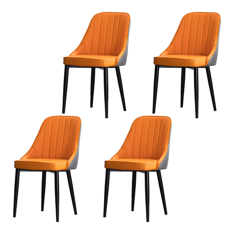 Scandinavian Indoor Side Chair Metal Upholstered Parsons Dining Room Chair Orange-Gray 4 Piece Set Black Clearhalo ' kitchen&dining_furn' 'Dining Chairs' 'Dining Tables & Seating' 'dining_chair' 'furn' 'furn_dining_chair' 'Furniture' 'furniture_dining_chair' 'Kitchen & Dining Furniture' 'kitchen' 4421594
