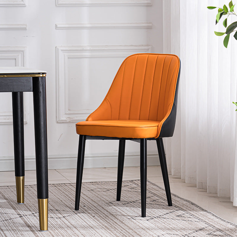 Scandinavian Indoor Side Chair Metal Upholstered Parsons Dining Room Chair Orange Black 1 Piece Black Clearhalo ' kitchen&dining_furn' 'Dining Chairs' 'Dining Tables & Seating' 'dining_chair' 'furn' 'furn_dining_chair' 'Furniture' 'furniture_dining_chair' 'Kitchen & Dining Furniture' 'kitchen' 4421595