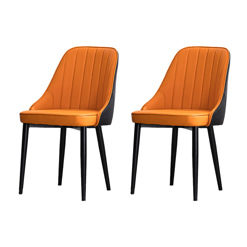 Scandinavian Indoor Side Chair Metal Upholstered Parsons Dining Room Chair Orange Black 2 Piece Set Black Clearhalo ' kitchen&dining_furn' 'Dining Chairs' 'Dining Tables & Seating' 'dining_chair' 'furn' 'furn_dining_chair' 'Furniture' 'furniture_dining_chair' 'Kitchen & Dining Furniture' 'kitchen' 4421596