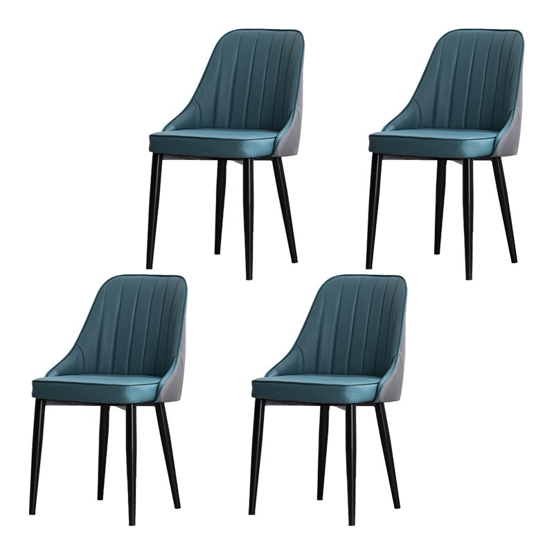 Scandinavian Indoor Side Chair Metal Upholstered Parsons Dining Room Chair Dark Blue-Gray 4 Piece Set Black Clearhalo ' kitchen&dining_furn' 'Dining Chairs' 'Dining Tables & Seating' 'dining_chair' 'furn' 'furn_dining_chair' 'Furniture' 'furniture_dining_chair' 'Kitchen & Dining Furniture' 'kitchen' 4421600